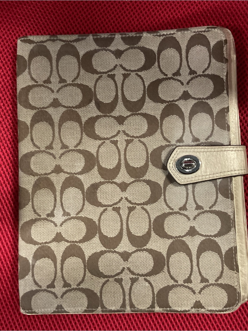 Coach Beige and Brown Signature Tablet Case
